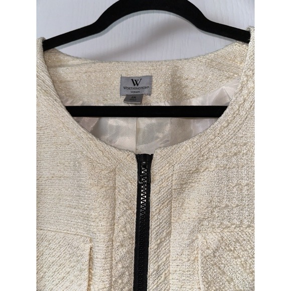 Worthington‎ Tweed Jacket Cropped Puff Sleeve Size XXL - Picture 4 of 8